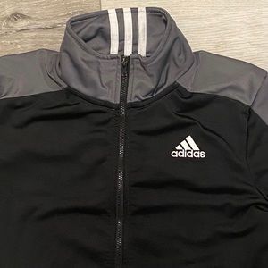Adidas Boys' Zip Up Sweater, Size M (10/12), Black/Gray/White, Used
